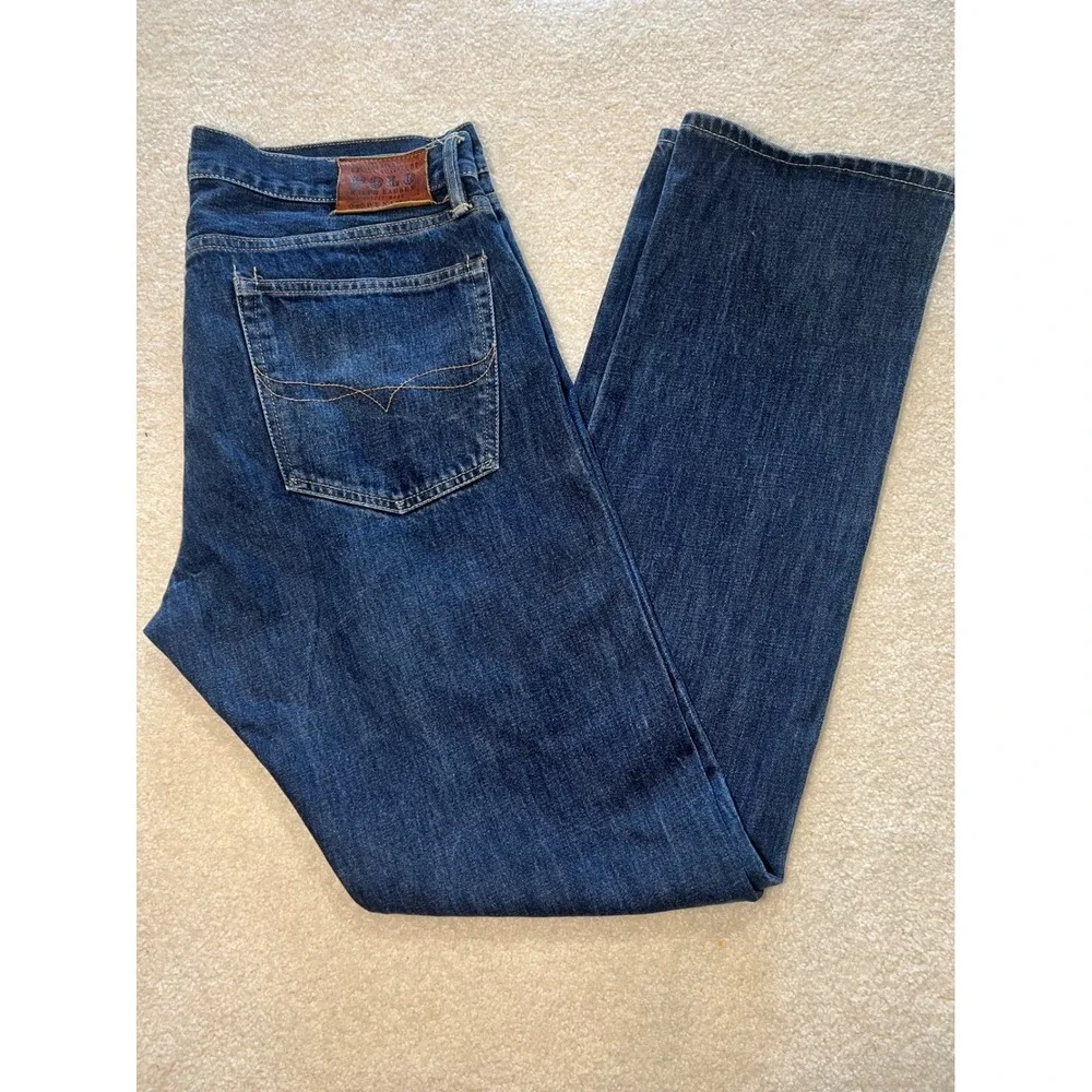Polo Ralph Lauren Slim Straight Jeans‎ Mens 36x34 Blue Riverside Denim RL Logo